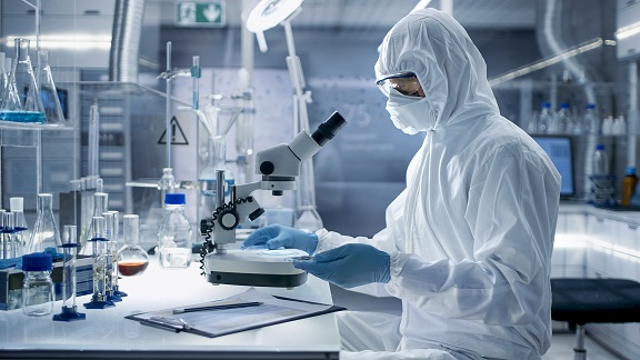 In,A,Secure,High,Level,Laboratory,Scientists,In,A,Coverall