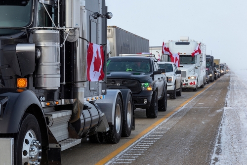 Emerson,,Canada,-,January,29,,2022:,Freedom,Convoy,2022.,Truckers
